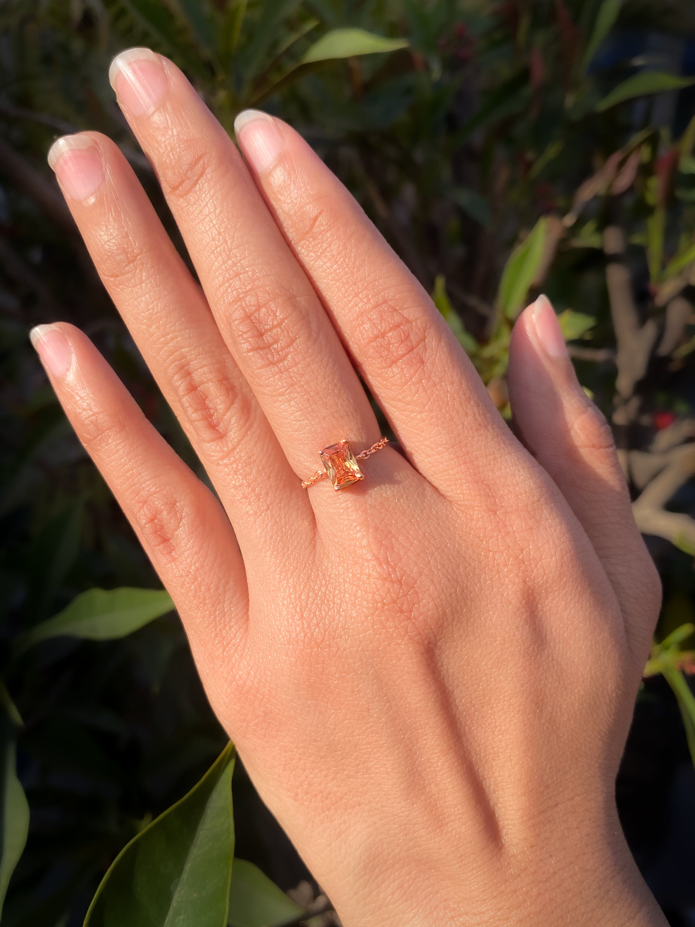 Champagne Rose Gold Chain Ring